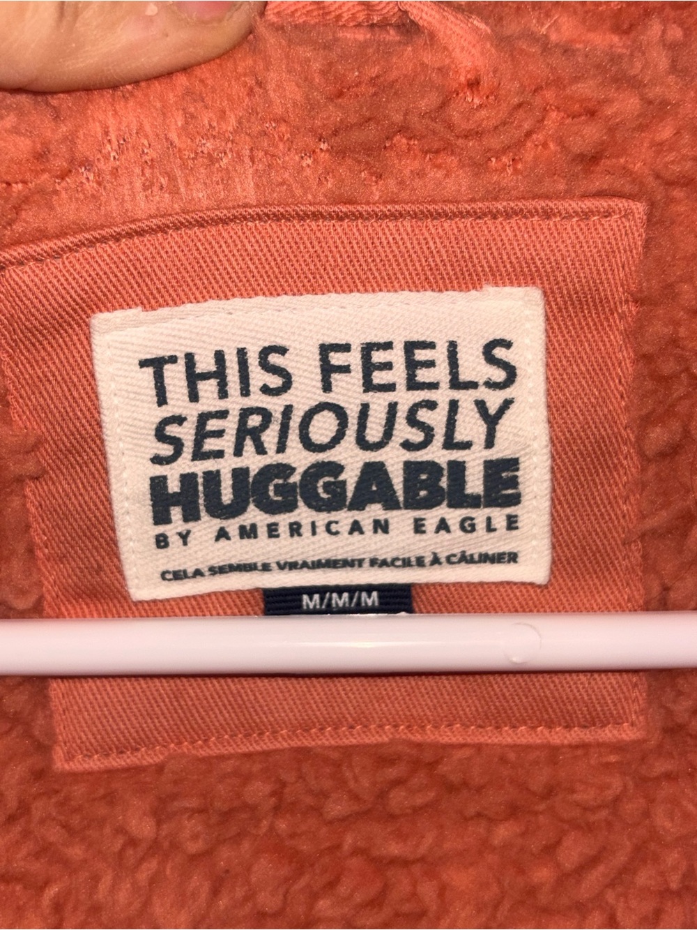 American Eagle Seriously Huggable Sherpa Fleece Jacket Pink Peach Medium M - Picture 5 of 6
